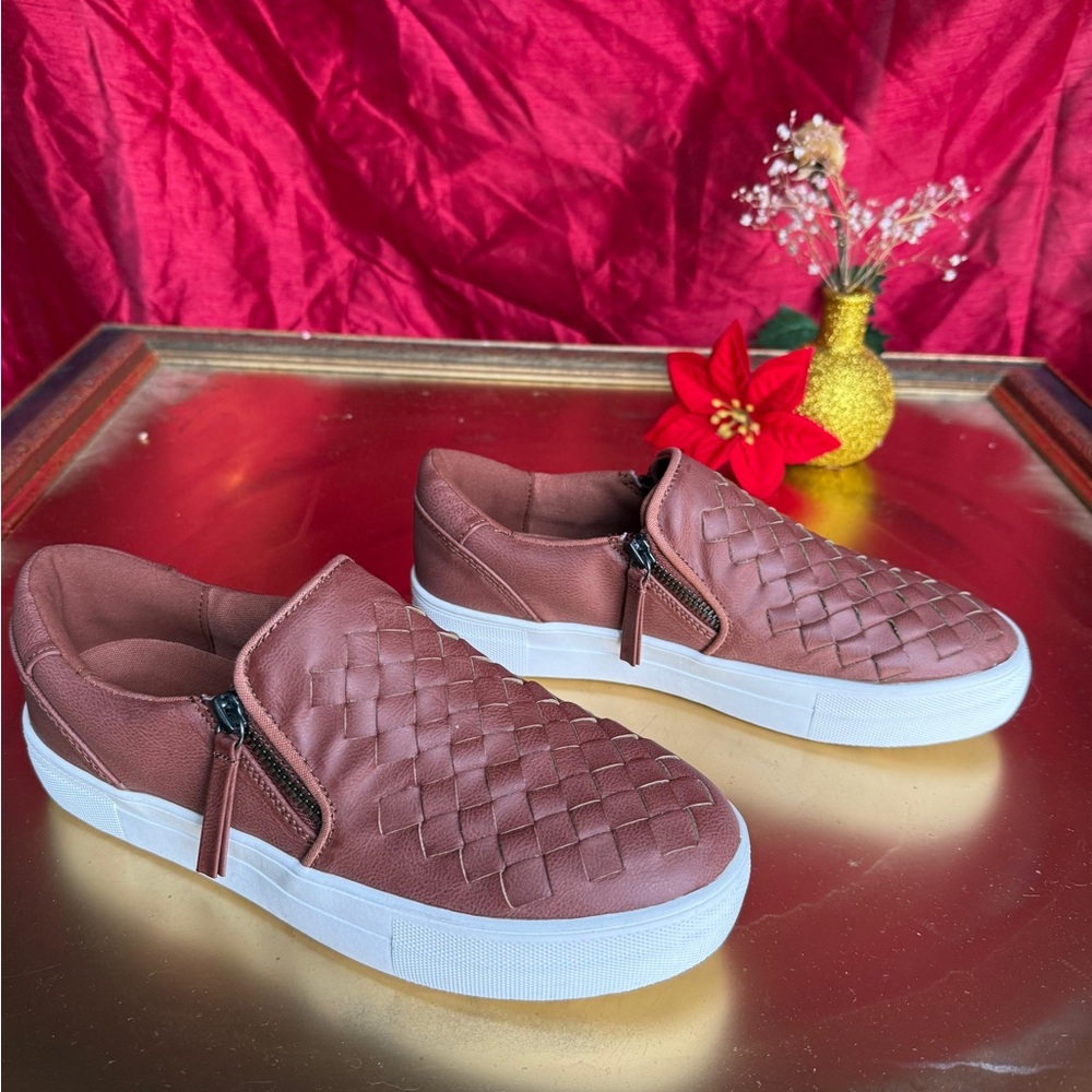 Not Rated Brown Woven Slip-On Sneakers